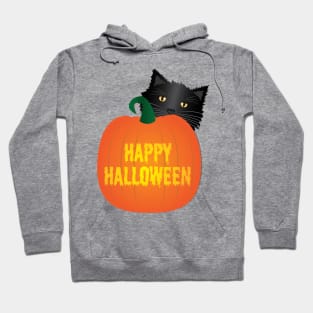 Happy Halloween Pumpkin with a Black Cat Hoodie